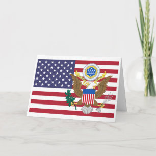 Tarjeta Bandera de Estados Unidos y Escudo de Armas, Estad