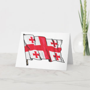 Tarjeta Bandera de Georgia ondeando roja y blanca con cinc