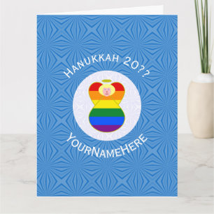 Tarjeta Bandera de Hanukkah del Ángel Rubio con Precio Gay