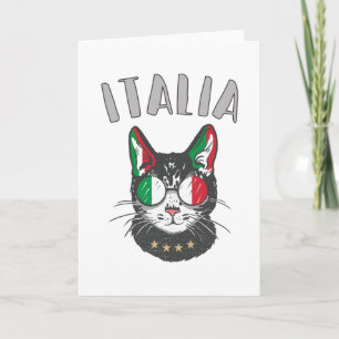 Tarjeta Bandera de hincha italiana de mascota de gato de f