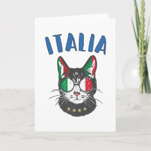 Tarjeta Bandera de hincha italiana de mascota de gato de f
