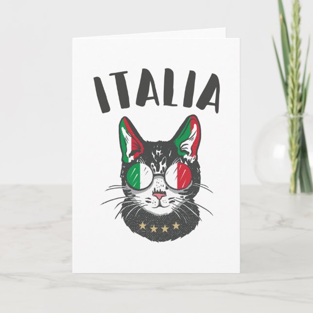 Tarjeta Bandera de hincha italiana de mascota de gato de f (Anverso)