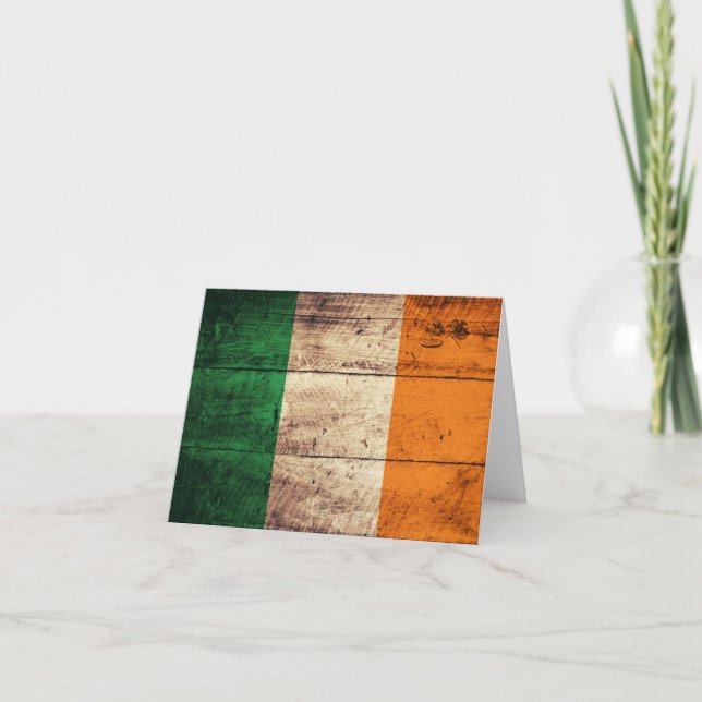 Tarjeta Bandera de Irlanda de madera (Anverso)