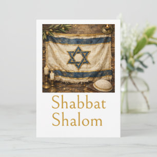 Tarjeta Bandera de Israel, Shabat Shalom, Granja Rústica