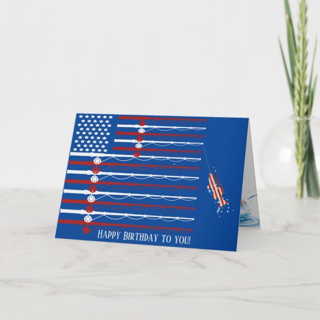 Tarjeta Bandera de la barra de pesca estadounidense con pe (Anverso)