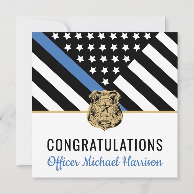 Tarjeta Bandera de la Línea Azul de la Policía Felicitacio (Anverso)
