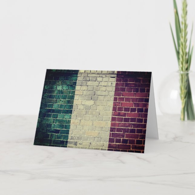 Tarjeta Bandera de la vieja Italia en una pared de ladrill (Anverso)