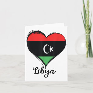 Tarjeta Bandera de Libia Corazón Orgullosos Niños Orgullo 