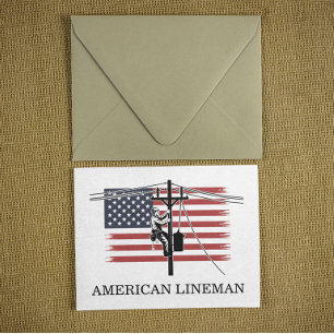Tarjeta Bandera de Lineman Americano – Trabajo de Electric