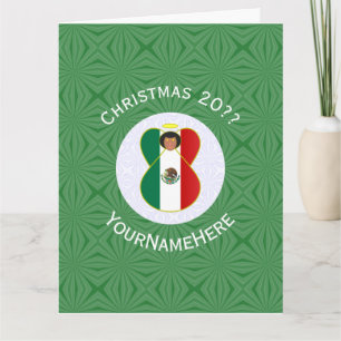 Tarjeta Bandera de los Navidades Angel de México personali