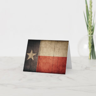 Tarjeta Bandera de madera rugosa de Tejas