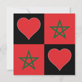Tarjeta Bandera de Marruecos Corazón Patriótico Saludo mar