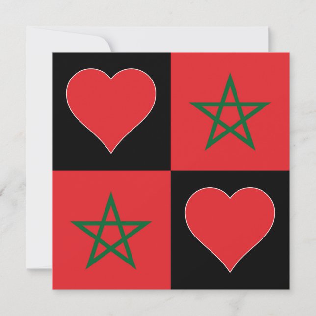 Tarjeta Bandera de Marruecos Corazón Patriótico Saludo mar (Anverso)