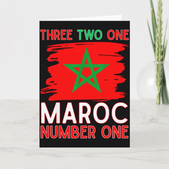 Tarjeta Bandera de Marruecos Soporte de Fútbol Marroquí Pa (Anverso)