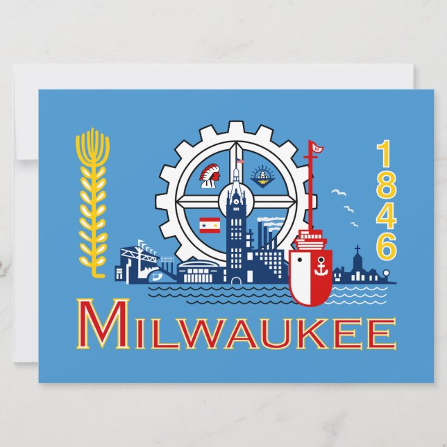 Tarjeta Bandera de Milwaukee (Wisconsin) (Anverso)