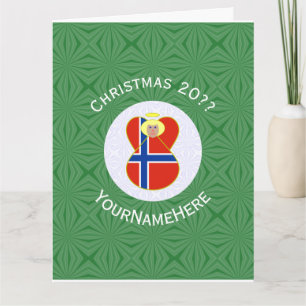 Tarjeta Bandera de Navidad de Ángel Noruego Personalizada 