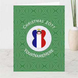 Tarjeta Bandera de Navidad del Ángel Francés Personalizada