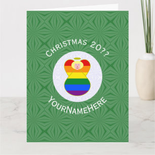 Tarjeta Bandera de Navidad del Ángel Rubio Orgullo Gay Per