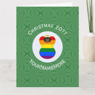 Tarjeta Bandera de Orgullo Gay Ángel Negro Navidad Persona