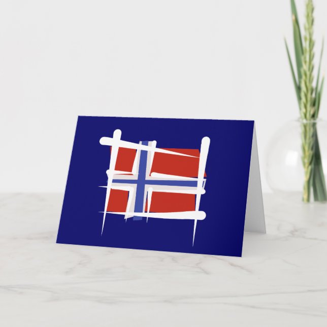 Tarjeta Bandera de pincel de Noruega (Anverso)