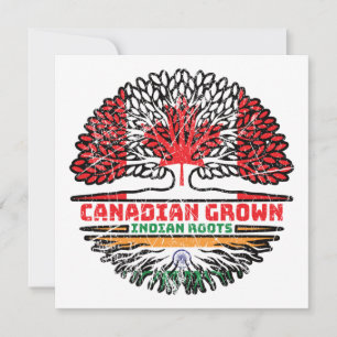 Tarjeta Bandera de raíces de árboles de Canadá de India ca