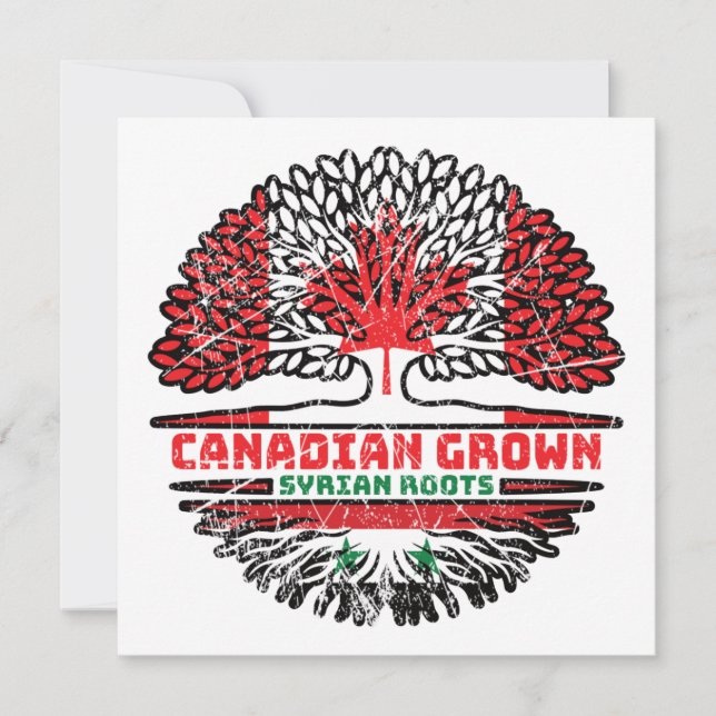 Tarjeta Bandera de raíces sirias de árboles canadienses en (Anverso)