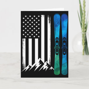 Tarjeta Bandera de Ski usa deporte de invierno esquiador b