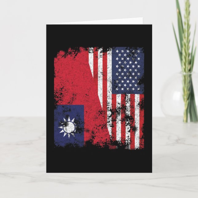 Tarjeta Bandera de Taiwan USA - mitad estadounidense (Anverso)