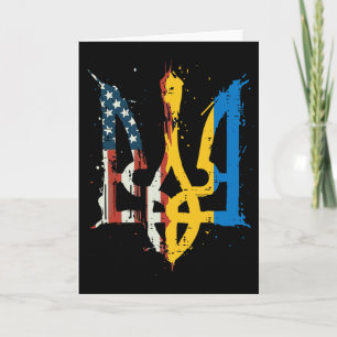 Tarjeta Bandera de Ucrania América Tridente Ucraniano Tryz