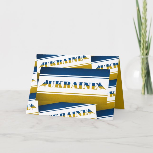 Tarjeta Bandera de Ucrania, aves nacionales nocturnas (Anverso)
