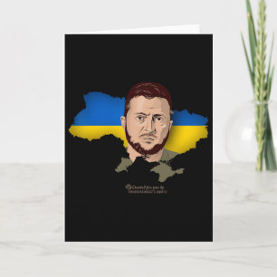 Tarjeta Bandera de Ucrania Mapa Zelensky Presidente de Ucr