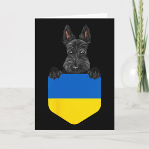 Tarjeta Bandera de Ucrania Terrier escocés perro en bolsil