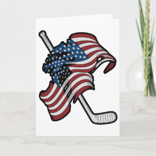 Tarjeta Bandera De Usa Hecha De Palos De Hockey 