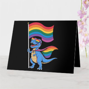 Tarjeta Bandera del arcoíris LGBT Orgullo Gay Dinosaurio 
