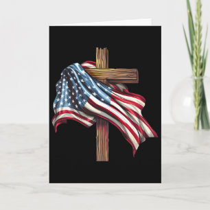 Tarjeta Bandera del Día de la Independencia Cruz Imprimir