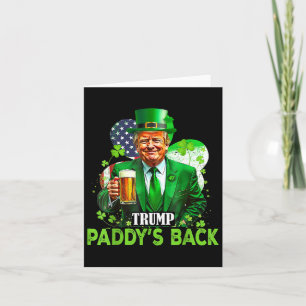 Tarjeta Bandera del Día del Rey de Trump Paddy Shamrock Ir
