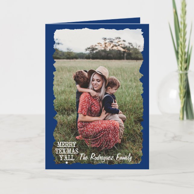 Tarjeta Bandera del Estado Azul Merry Tex-Mas Y'all Foto (Anverso)
