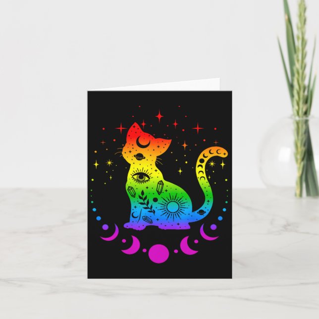 Tarjeta Bandera del Orgullo Gay del Gato De Astrología Arc (Anverso)