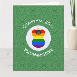 Tarjeta Bandera del Orgullo Gay Navidades del Ángel Negro 