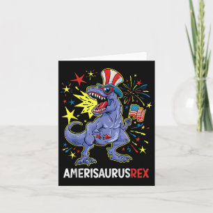 Tarjeta Bandera Estadounidense 4 De Julio T Rex Dinosaur A
