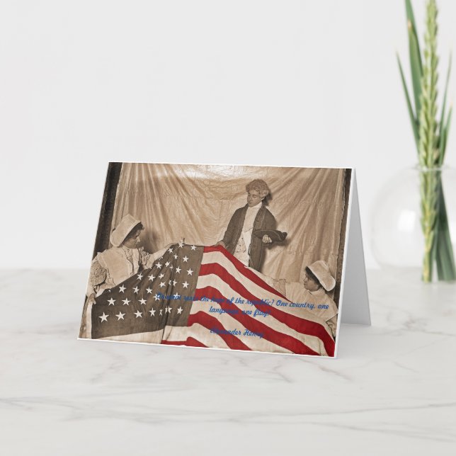 Tarjeta Bandera estadounidense Circa 1890 Fotografía y cit (Anverso)