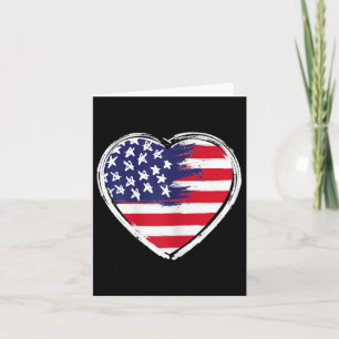 Tarjeta Bandera Estadounidense De Corazón 4 De Julio Patri