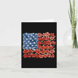 Tarjeta Bandera Estadounidense De Flor Retro Estados Unido