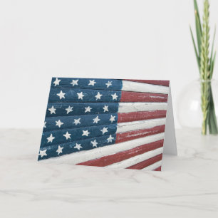 Tarjeta bandera estadounidense de madera para el Día de lo