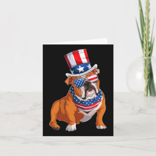Tarjeta Bandera Estadounidense De Perro bulldog 4 De Julio
