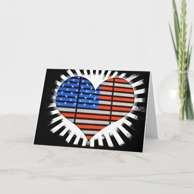 Tarjeta Bandera estadounidense del Corazón Patriótico (Anverso)