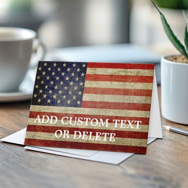 Tarjeta Bandera estadounidense desgastada y deteriorada (Custom Greeting Card)
