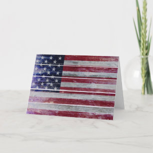 Tarjeta Bandera estadounidense en madera en problemas, tar