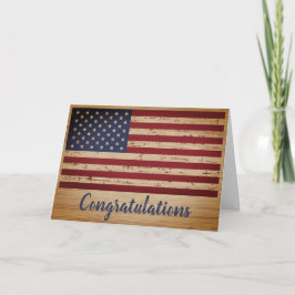 Tarjeta Bandera estadounidense patriótica de soldado milit