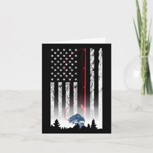 Tarjeta Bandera Estadounidense Pescando Rod Usa Patriotic